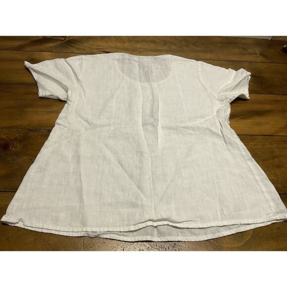 FLAX Womens Sz Small Short Sleeve White Linen Tunic Top -FLAW- - Picture 9 of 10